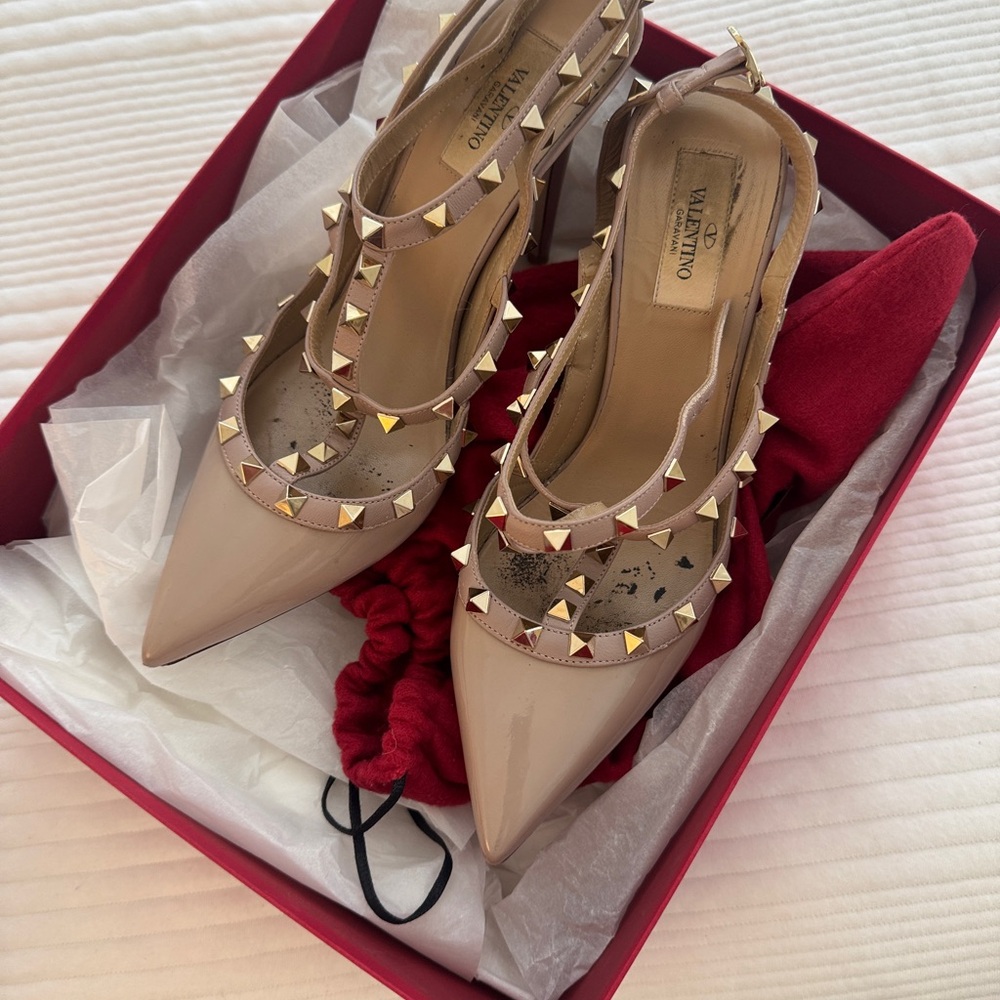 Valentino Cream Rockstud Heels